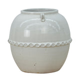 Lilys 12" Off White Ceramic Pot With Lace Decoration 8541-1