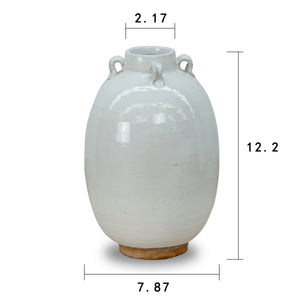 Lilys 12" Off White Ceramic Pot With Four Handles Unglazed Base 8541-2