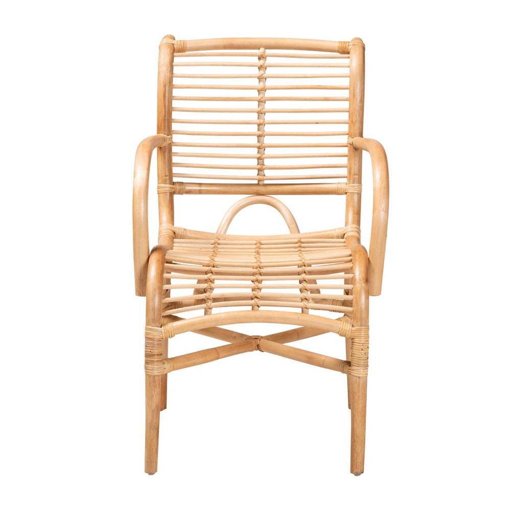 English Elm Modern Woven Rattan Accent Chair Openwork Lattice Frame for Sunroom or Bedroom B2750P420383
