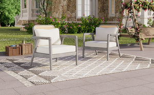English Elm Outdoor Acacia Wood Club Chair Deep Seating Woven Back Patio Lounge Resort Style N780P171149G-2