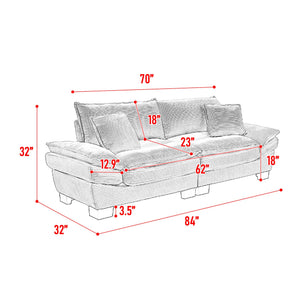 English Elm Corduroy Stylish Sleeper Sofa Loveseat with Dual-Layer Cushions & Two Support Pillows, Sturdy Frame Yellow W676P184141
