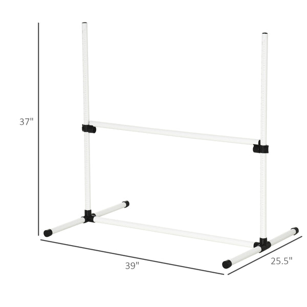 English Elm PawHut Heavy Duty 43" Steel Dog Crate with Wheels, Removable Tray, Top Access & Foldable Bowl Holder White W2225P217626
