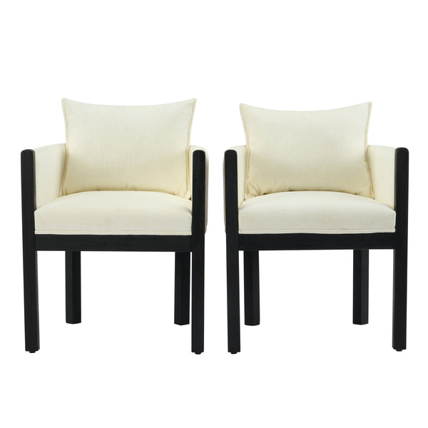 English Elm Christopher Knight Home® - Linen Upholstered Armchair Set Of 2 – Elegant White Chairs With Black Rubber Wood Legs For Modern Spaces N768P305168B