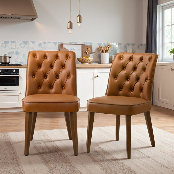 English Elm Peoria Button-tufted Vegan Leather Counter Stool with Walnut Legs for Kitchen Island B183P423278