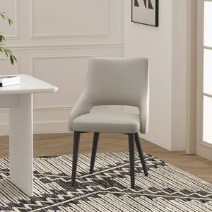 English Elm Tremont Metal Vegan Leather Dining Chair - Modern Stone Gray Comfort For Stylish Spaces & Easy Care B365P397720-GIGA