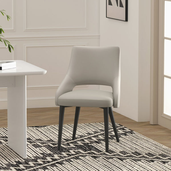 English Elm Tremont Metal Vegan Leather Dining Chair - Modern Stone Gray Comfort For Stylish Spaces & Easy Care B365P397720-GIGA