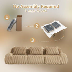 English Elm 114" Modular Cloud Sectional Sofa Flannelette Upholstery Deep Seat Living Room Couch Light Camel W714S01511