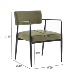 English Elm Christopher Knight Home® - Nora Mid-Century Dining Arm Chair with Foam-Padded High Back, Textured Fabric & Sturdy Metal Legs Black,Olive Green 30.7 L x 25.2 W x 19.7 H N776P272040G