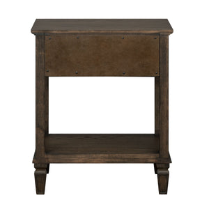 English Elm Victoria Aged Oak Nightstand with Solid Wood Legs, Wire-Brushed Veneer, Drawer & Open Shelf Brown 27 L x 22.75 W x 27.63 H B035P341164