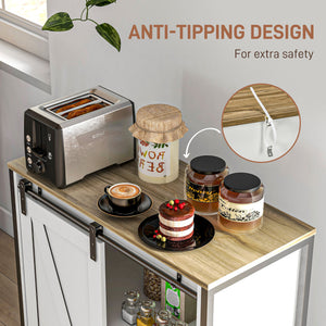 English Elm Homcom Farmhouse Sideboard Buffet Cabinet With Sliding Barn Door & Adjustable Shelf For Stylish Storage W2225P217394