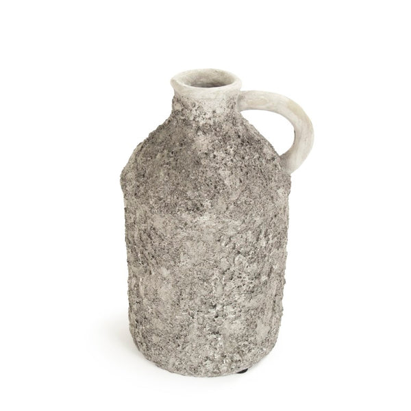 Zentique Distressed grey vase with hand‑distressed patina, polyresin sculpted silhouette for rustic modern décor W7.75 x H13.5 x D9 8544L A717