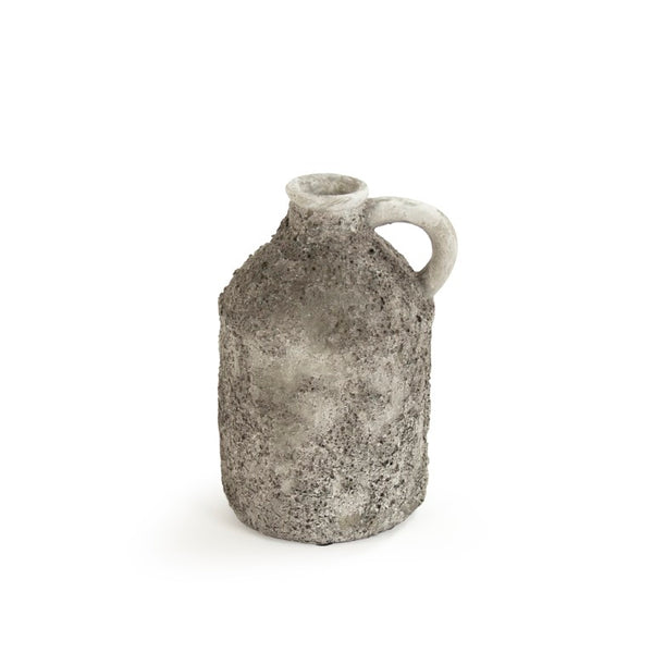Zentique Distressed grey vase with hand‑distressed patina, polyresin sculpted silhouette for rustic modern décor W9 x H9.5 x D7 8544S A717