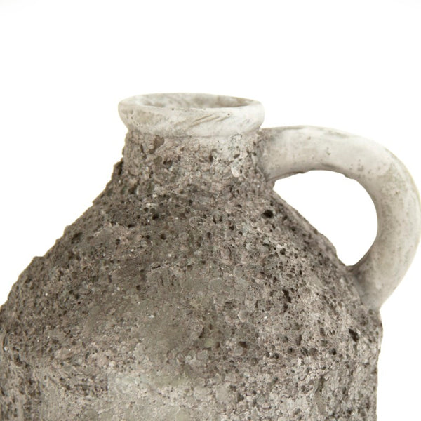 Zentique Distressed grey vase with hand‑distressed patina, polyresin sculpted silhouette for rustic modern décor W9 x H9.5 x D7 8544S A717