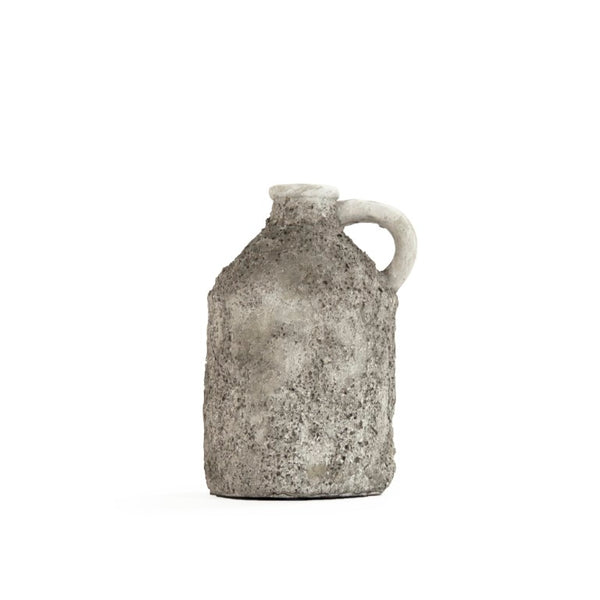 Zentique Distressed grey vase with hand‑distressed patina, polyresin sculpted silhouette for rustic modern décor W9 x H9.5 x D7 8544S A717