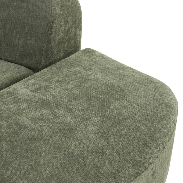 English Elm 111" Curved Sectional Sofa Set Plush Lamb Wool Upholstery Deep Seat Ottoman Lounge Green N767P371305G