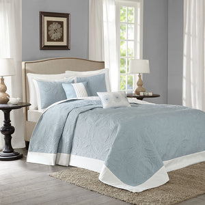 Madison Park Ashbury Traditional 5 Piece Reversible Bedspread Set MP13-2629 Blue