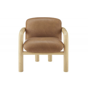 English Elm Modern Oak Framed Faux Leather Armchair Sculptural Accent Seat for Living Rooms Natural Wood B011P423334