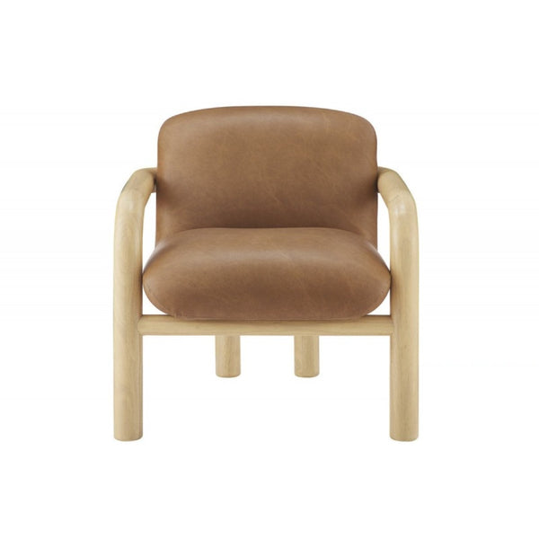 English Elm Modern Oak Framed Faux Leather Armchair Sculptural Accent Seat for Living Rooms Natural Wood B011P423334