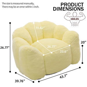 English Elm Lotus Floor Bean Bag Sofa Memory Foam Filled with Pull Ring for Living Room Bedroom Yellow W2311P434593