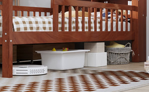 English Elm Twin Bed With Walnut Finish, Headboard Storage, Two Under-Bed Drawers & Safety Guardrails For Kids N733P272374D-GIGA