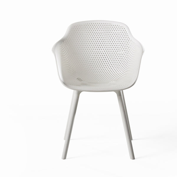 English Elm Christopher Knight Home® - LOTUS modern outdoor dining chair with weather-resistant polypropylene, perforated diamond pattern comfort and stability White 23.5 L x 23.5 W x 22.5 H 69068.00