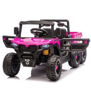 English Elm 24v 400w Six Wheel Kids Electric Dump Truck 4wd Remote Control Ride on Toy Pink W1578P353181
