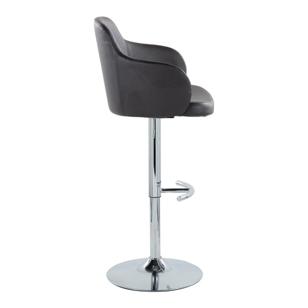English Elm Contemporary Swivel Barstools Set of 2 Adjustable Chrome Base Faux Leather Bucket Seats B202S00747