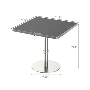 English Elm Square Bistro Pedestal Table Faux Marble Top Tulip Base for Small Dining Spaces W3316P421497