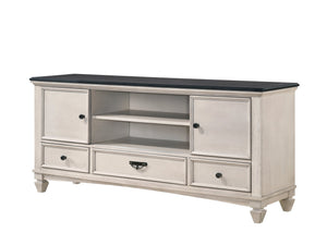 English Elm 1pc Two-Tone Antique Finish TV Stand 67.8" — 2 Sliding Doors, 3 Drawers, Vintage Metal Hardware, Elegant Storage B2741P295125