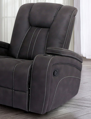 English Elm Transitional Multi-Function Glider Recliner with Channel Back, Cup Holders, Hidden Storage, Upholstered Comfort Dark Gray 39 L x 30 W x 28 H B2741P384501