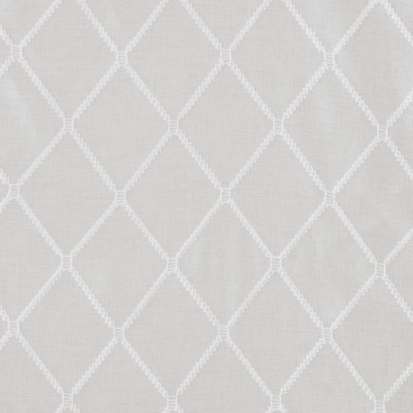 JLA Home Madison Park - Diamond Sheer Embroidered Window Scarf with Delicate Diamond Motif, Lightweight, Light-Diffusing Elegance White MP40-4935