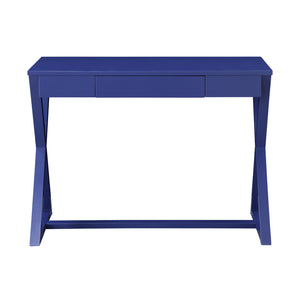 English Elm Rectangular Twilight Blue Writing Desk with Hidden Drawer, Poplar & MDF, X-Base Support, Modern Charm B016P322885