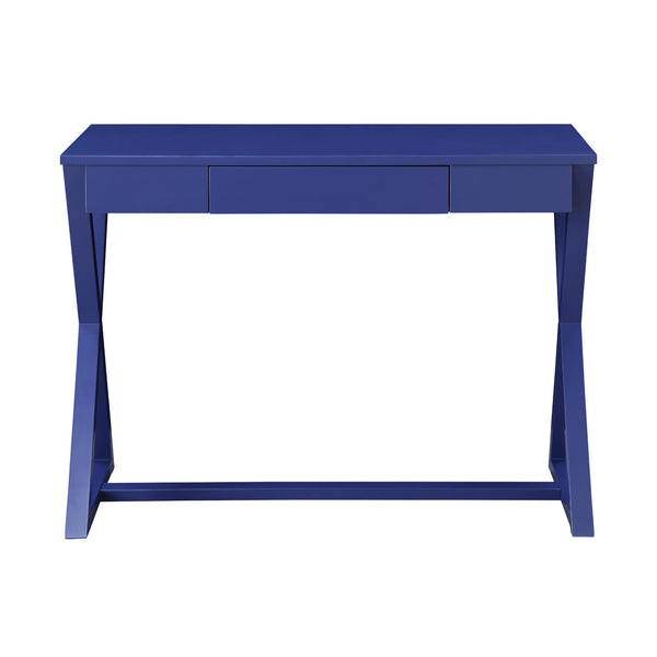 English Elm Rectangular Twilight Blue Writing Desk with Hidden Drawer, Poplar & MDF, X-Base Support, Modern Charm B016P322885