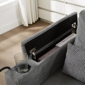 English Elm Convertible Chaise Lounge Sofa Chair With Usb Ports, Storage & Cup Holders – Ideal For Small Spaces! N719S002021E