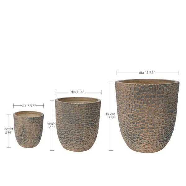 English Elm Large Concrete Style Magnesium Oxide Round Planters Set for Patio and Indoor Decor W5212P434242