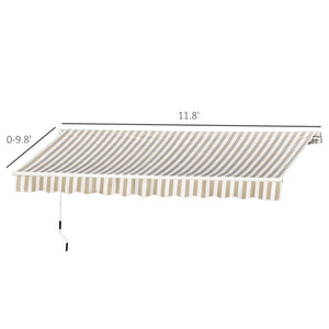 English Elm Outsunny 12' X 10' Manual Retractable Awning – Durable Uv-Resistant Shade For Patios, Decks & Balconies W2225P200941-GIGA