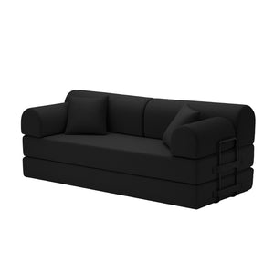 English Elm Convertible Corduroy Floor Sofa Folds Flat as Sleeper Daybed for Studio Living Black W5532P438769