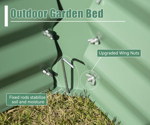 English Elm 6x3x1ft Galvanized Raised Garden Bed — Heavy-Duty Rust-Resistant Steel Planter with Open Base, Safe Edges and Support Rods for Effortless Vegetable, Flower & Herb Gardening Green W1859P197893