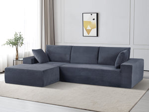English Elm Cozyform Convertible Sectional Sofa In Dark Gray Corduroy, No Assembly Modern Couch For Any Space B2735P359711