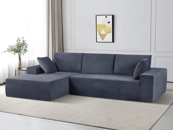 English Elm Cozyform Convertible Sectional Sofa In Dark Gray Corduroy, No Assembly Modern Couch For Any Space B2735P359711