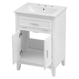 English Elm 24" Bathroom Vanity With Sink, Bathroom Vanity Cabinet With One Flip Drawer and Doors, Solid Wood and Mdf, White