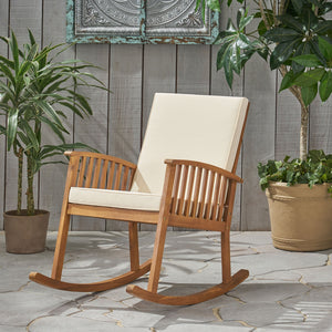 English Elm Christopher Knight Home® - CASA Acacia Rocking Chair with Water-Resistant Cushions, Rustic Outdoor Comfort & Smooth Rocking Motion Brown 46.5 L x 29.5 W x 9 H 64272.00