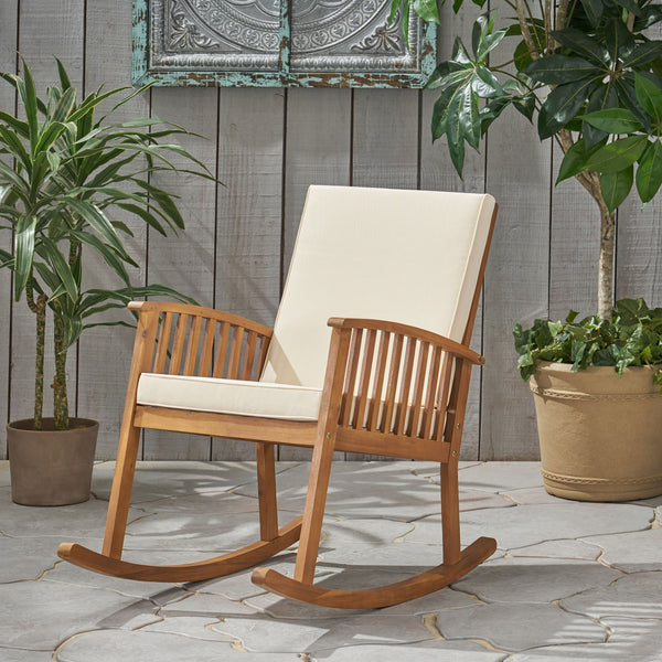 English Elm Christopher Knight Home® - CASA Acacia Rocking Chair with Water-Resistant Cushions, Rustic Outdoor Comfort & Smooth Rocking Motion Brown 46.5 L x 29.5 W x 9 H 64272.00