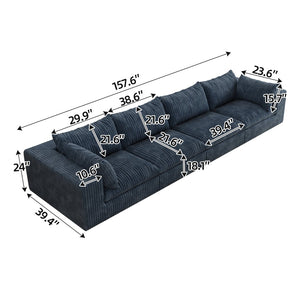 English Elm 157.6" Corduroy Modular Cloud Sofa Feather Fill Deep Lounge Seating for Living Room Blue W2824S00193