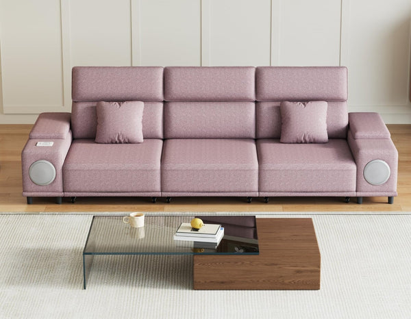 English Elm 3-seater Power Reclining Sofa with Bluetooth Speakers Wireless Charging Usb Living Room W3795S00014