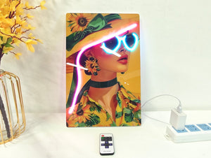 English Elm 24X16 Fashion Girl Led Wall Art – Chic Acrylic Neon Light Artwork For Modern Home Decor & Ambiance T3976P383257