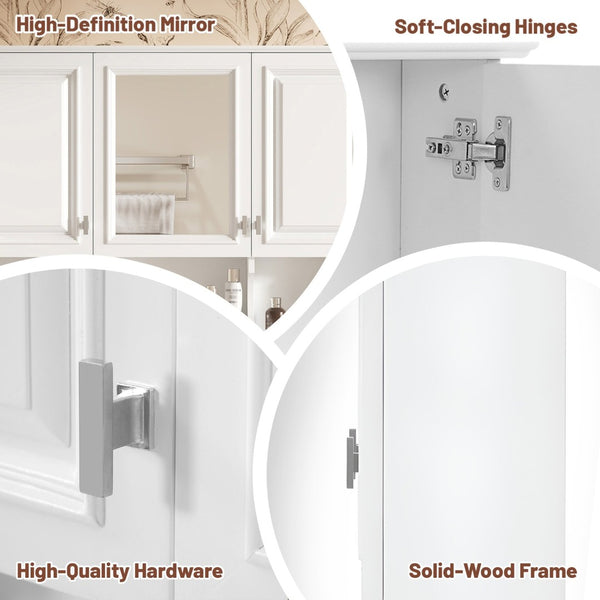 English Elm 3-in-1 Wall Mounted Bathroom Medicine Cabinet with Soft Close Mirror and Towel Bar White N710P358620K