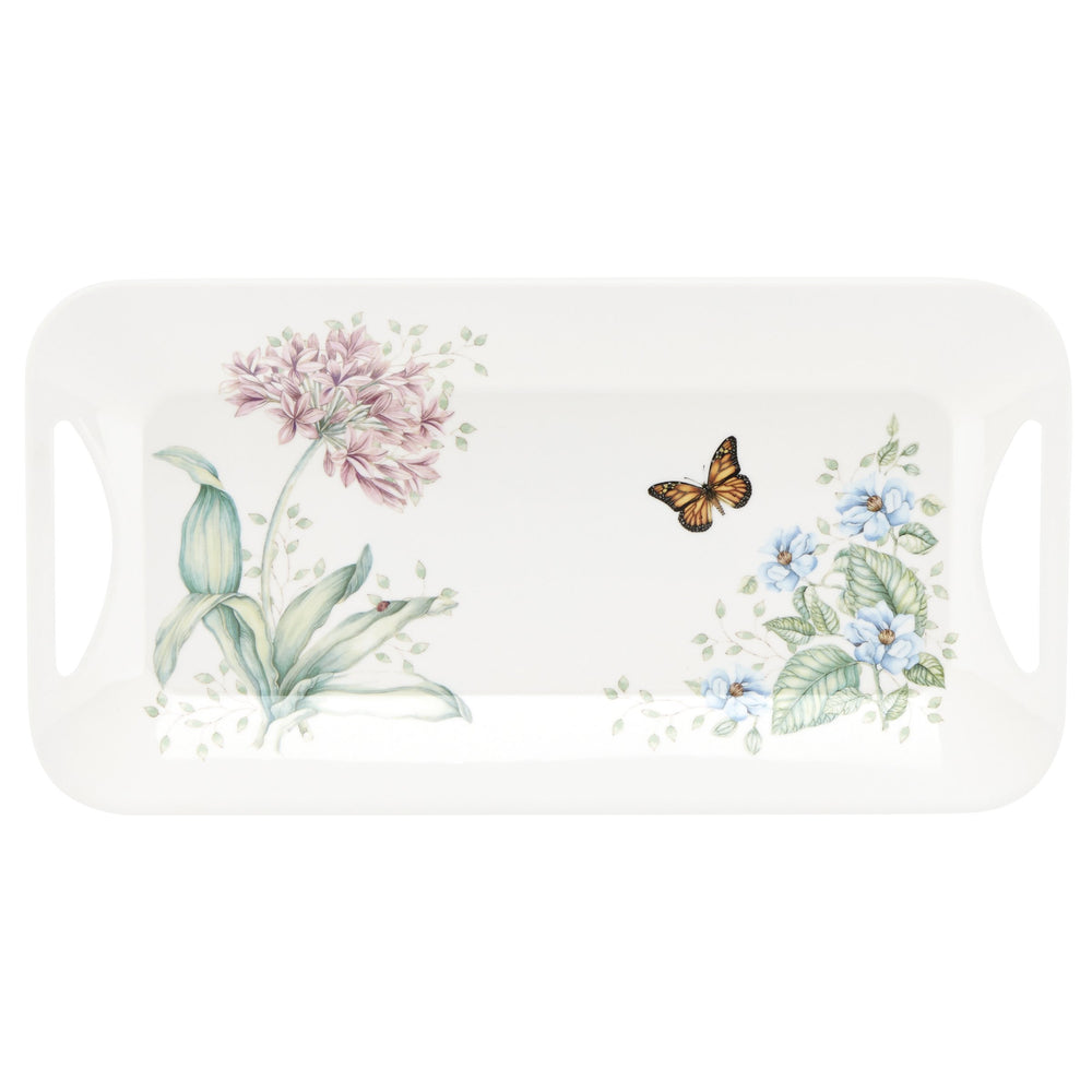 Lenox Butterfly Meadow Melamine Serving Tray with Scalloped Rim for Indoor Outdoor Use 855591