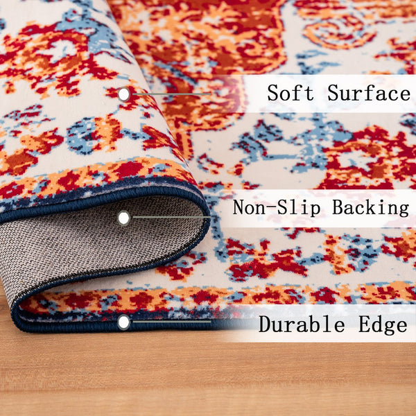 English Elm Area Rug 8X10 Vintage Bohemian Persian Floral Design - Non-Slip, Washable, Perfect For Any Room W2907P265135