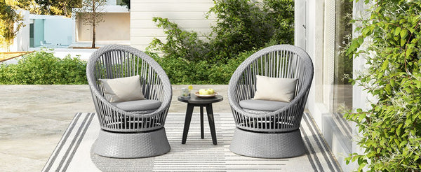 English Elm Christopher Knight Home® - [Set Of 2] 26.7" Modern Swivel Wicker Lounge Chairs With Cushions - Stylish & Versatile For Any Space N767P237032G_2